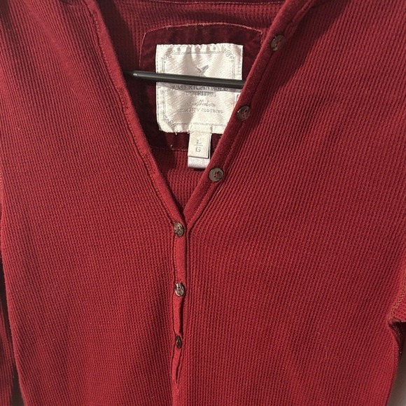 Y2K American Eagle Hooded Button‎ Henley 2000s Vintage - Picture 2 of 8